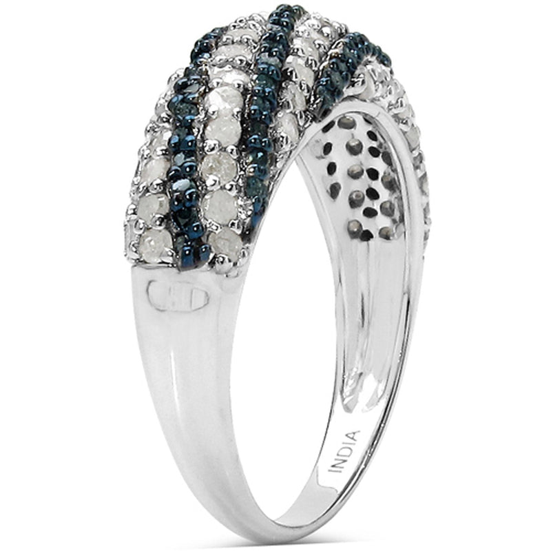 Bids.com 1.25 Carat Genuine Blue Diamond and White Diamond .925 Sterling Silver Ring Rings White Smoke size 7.00,size 8.00,size 6.00,size 5.00,size 9.00