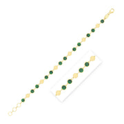 Bids.com 14k Yellow Gold Malachite Geometric Mirror Gem Chain Bracelet (5.00 mm) Bracelets White Smoke 7.25 / Yellow Gold