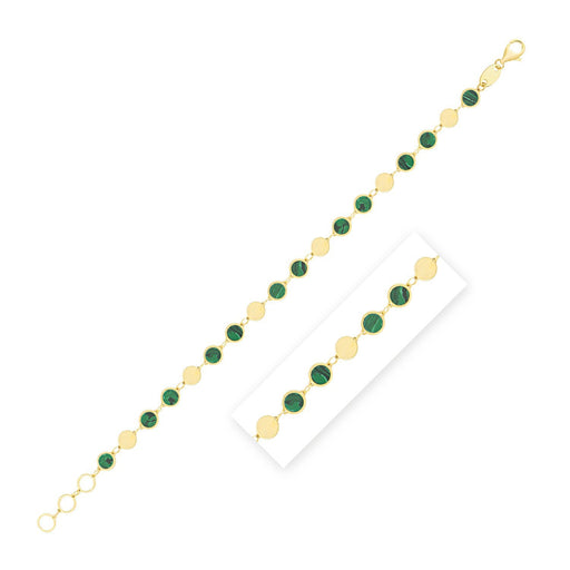 Bids.com 14k Yellow Gold Malachite Geometric Mirror Gem Chain Bracelet (5.00 mm) Bracelets White Smoke 7.25 / Yellow Gold