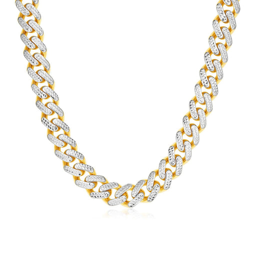 Bids.com 14k Two Tone Gold Miami Cuban Chain Necklace with White Pave Necklaces White Smoke 22 / Two-Tone Gold,24 / Two-Tone Gold