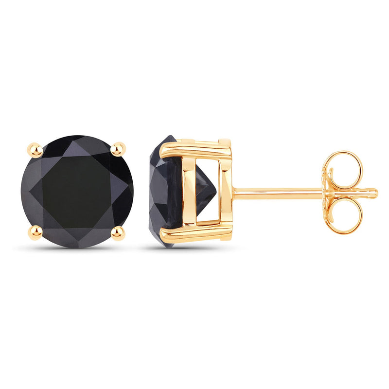Bids.com 4.30 Carat Genuine Black Diamond 14K Yellow Gold Earrings Earrings White Smoke