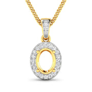 Bids.com 0.18 Carat Genuine White Diamond 14K Yellow Gold Semi Mount Pendant - holds 8x6mm Oval Gemstone Pendants White Smoke