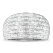 Bids.com .925 Sterling Silver 1.0 Cttw Baguette-Cut Diamond 6-Row Channel Set Domed Tapered Cocktail Fashion Ring (H-I Color, I2-I3 Clarity) - Size 6-1/2 Rings Light Gray 6.75 / White.Sterling Silver,7.25 / White.Sterling Silver,7 / White.Sterling Silver,7.75 / White.Sterling Silver,7.5 / White.Sterling Silver,6.5 / White.Sterling Silver