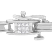 Bids.com 14K White Gold 1.0 Cttw Invisible Set Princess Diamond Alternating Link Tennis Bracelet (I-J Color, I1-I2 Clarity) - 7.25" Bracelets White Smoke White.Gold / 7.25