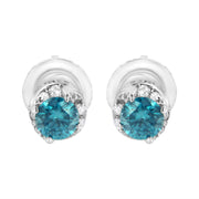 Bids.com 14K White Gold 1/2 cttw White and Treated Blue Round Diamond Earrings (I-J I2-I3) Earrings White Smoke White.Gold / 0.57