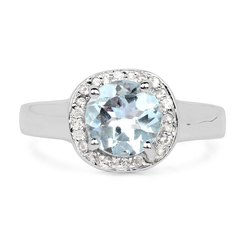 Bids.com 2.37 Carat Genuine Blue Topaz and White Topaz .925 Sterling Silver Ring Rings White Smoke size 7.00,size 8.00,size 9.00,size 5.00,size 6.00,size 10.00