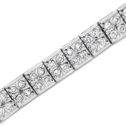 Bids.com .925 Sterling Silver 2 Cttw Prong Set Round-Cut Diamond 4 Stone Box Link Bracelet (I-J Color, I3 Clarity) - 7.25" Bracelets White Smoke White.Sterling Silver / 7.25