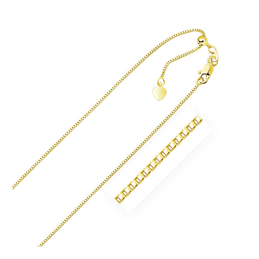 Bids.com 10k Yellow Gold Adjustable Box Chain 0.85mm Necklaces White Smoke 22 / Yellow Gold