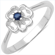 Bids.com 0.07 Carat Genuine Blue Sapphire .925 Sterling Silver Ring Rings White Smoke size 6.00,size 7.00,size 8.00,size 9.00,size 5.00