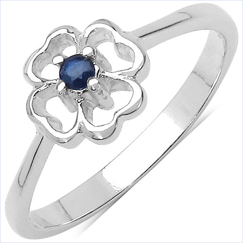 Bids.com 0.07 Carat Genuine Blue Sapphire .925 Sterling Silver Ring Rings White Smoke size 6.00,size 7.00,size 8.00,size 9.00,size 5.00