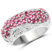 Bids.com 1.81 Carat Genuine Ruby and White Zircon .925 Sterling Silver Ring Rings White Smoke size 6.00,size 8.00,size 7.00,size 9.00