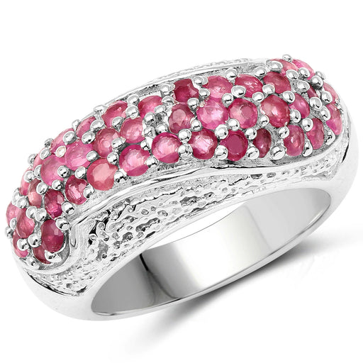 Bids.com 1.81 Carat Genuine Ruby and White Zircon .925 Sterling Silver Ring Rings White Smoke size 6.00,size 8.00,size 7.00,size 9.00