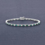 Bids.com 5.77 Carat Genuine Emerald and White Topaz .925 Sterling Silver Bracelet Bracelets Dim Gray size 7.50,size 7.00