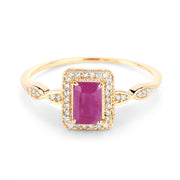 Bids.com 0.75 Carat Genuine Ruby and White Diamond 14K Yellow Gold Ring Rings White Smoke size 5.00,size 6.00,size 7.00,size 8.00,size 9.00