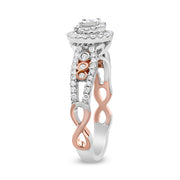 Bids.com 14K Rose Gold Plated .925 Sterling Silver 3/8 Cttw Round Diamond Double Frame Cross-Over Split Shank Engagement Ring (I-J Color, I2-I3 Clarity) - Size 7 Rings White Smoke 7 / WhiteRose.Sterling Silver,5 / WhiteRose.Sterling Silver,8 / WhiteRose.Sterling Silver,6 / WhiteRose.Sterling Silver,9 / WhiteRose.Sterling Silver
