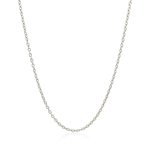 Bids.com 18k White Gold Round Cable Chain 1.5mm Necklaces White Smoke 16 / White Gold,18 / White Gold
