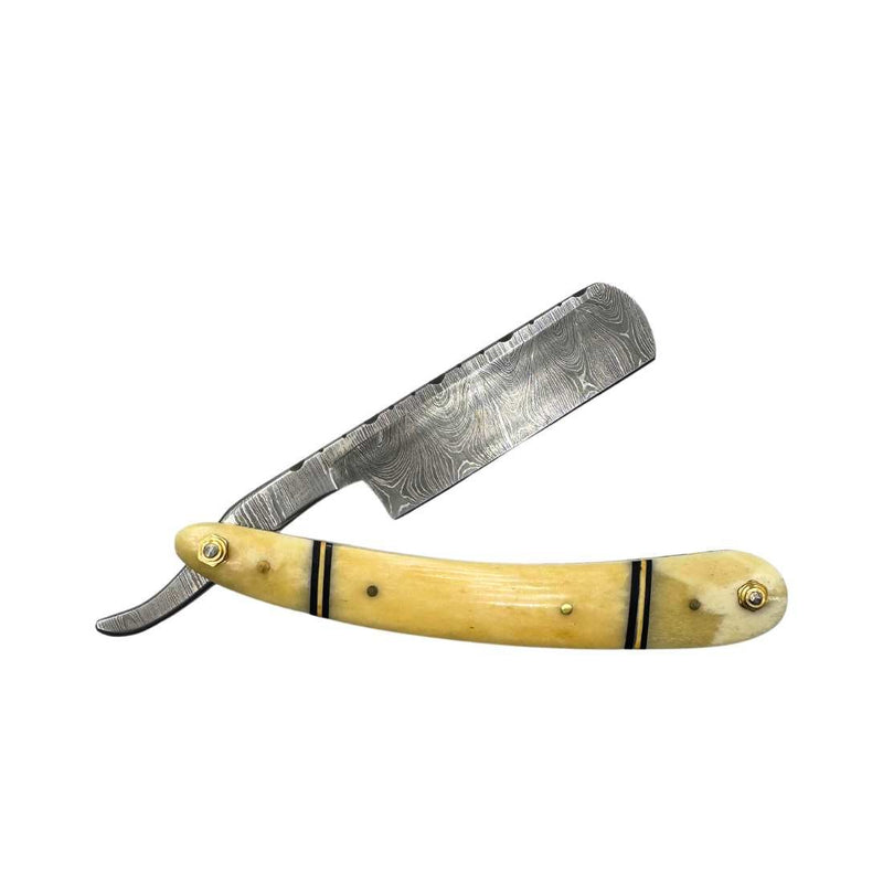Shave Essentials Damascus Steel Straight Razor Razors & Razor Blades White Smoke Arctic Blade