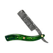 Shave Essentials Damascus Steel Straight Razor Razors & Razor Blades White Smoke Verdant Blade