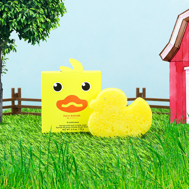 Spongellé Danny Duck | Farm Animals Body Wash Infused Buffer Powder Blue
