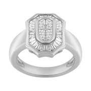Bids.com 14K White Gold 1.00 Cttw Baguette and Princess-Cut Diamond Cocktail Art Deco Style Ring (H-I Color, SI1-SI2 Clarity) - Size 7 Rings White Smoke 7 / White.Gold