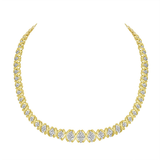 Bids.com 10K Yellow Gold 4 cttw Brilliant Round-Cut Diamond Graduating Riviera Statement Necklace (H-I Color, I2-I3 Clarity) Necklaces White Smoke Yellow.Gold / 18