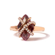 Bids.com 14K Rose Gold 1/5 Cttw Diamond Wrapped 15x15 MM Purple Amethyst Cocktail Ring (G-H Color, SI1-SI2 Clarity) Rings White Smoke 7 / Rose.Gold