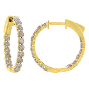 Bids.com 10K Yellow Gold Plated Sterling Silver Diamond Hoop Earrings (2 cttw, K-L Color, I2-I3 Clarity) Earrings White Smoke Yellow.Sterling Silver / 2
