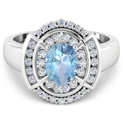 Bids.com 1.57 Carat Genuine Aquamarine and White Diamond 14K White Gold Ring Rings White Smoke size 6.00,size 7.00,size 8.00,size 9.00