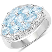 Bids.com 2.50 Carat Genuine  Blue Topaz .925 Sterling Silver Ring Rings White Smoke size 6.00,size 7.00,size 8.00,size 5.00,size 9.00