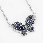 Bids.com 3.83 Carat Genuine Blue Sapphire and White Zircon .925 Sterling Silver Pendant Pendants White Smoke