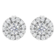 Bids.com 14k White Gold 1 cttw Diamond Halo Stud Earrings (I-J Clarity, I1-I2 Color) Earrings White Smoke White.Gold / 1.03