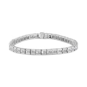 Bids.com 14K White Gold 4 3/8 Cttw Alternating Invisible Set Princess and Baguette Diamond Tennis Bracelet (G-H Color, VS1-VS2 Clarity) - Size 7" Bracelets White Smoke White.Gold / 7