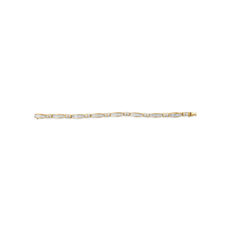 Bids.com 14K Yellow Gold Princess and Baguette Cut Diamond Beaded Bracelet (3.00 cttw, H-I Color, SI1-SI2 Clarity) Bracelets Gray Yellow.Gold / 7