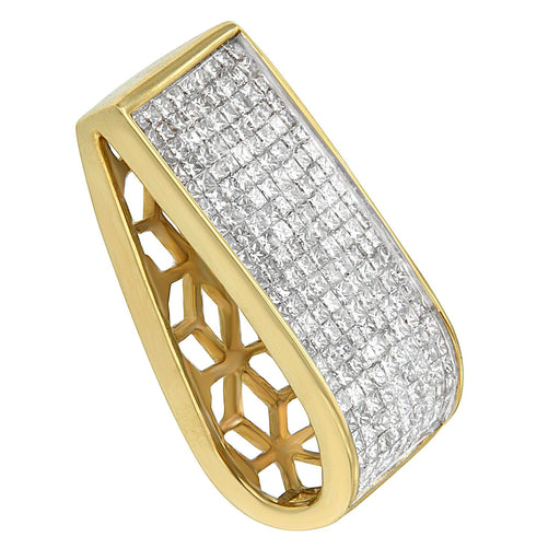 Bids.com 14K Yellow Gold Princess Cut Diamond Block Pendant Necklace (2 5/8 cttw, H-I Color, SI2-I1 Clarity) Necklaces White Smoke Yellow.Gold / 18
