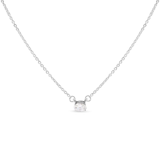 Bids.com 14K White Gold 1/4 Cttw Lab Grown Oval Solitaire Diamond East West 18" Pendant Necklace (G-H Color, VS2-SI1 Clarity) Necklaces White Smoke White.Gold / 18