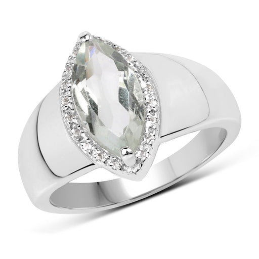 Bids.com 1.64 Carat Genuine Green Amethyst and White Topaz .925 Sterling Silver Ring Rings White Smoke size 6.00,size 7.00,size 5.00,size 9.00,size 10.00,size 8.00
