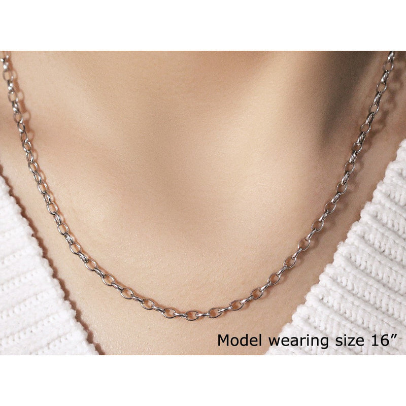 Bids.com 3.2mm 14k White Gold Oval Rolo Chain Necklaces Tan 18 / White Gold,One / White Gold