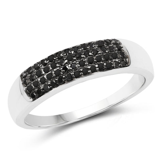 Bids.com 0.22 Carat Genuine Black Diamond .925 Sterling Silver Ring Rings White Smoke size 6.00,size 7.00,size 8.00,size 9.00