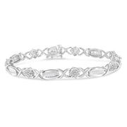 Bids.com .925 Sterling Silver 1.0 Cttw Round-Cut and Baguette-Cut Diamond X-Link Bracelet (I-J Color, I1-I2 Clarity) - 7" Bracelets White Smoke White.Sterling Silver / 7