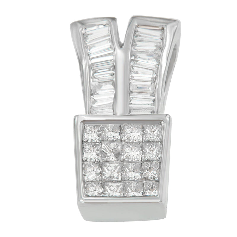Bids.com 14K White Gold 1 1/3 cttw Princess and Baguette Cut Diamond Sparkling Shapes Pendant Necklace (H-I, SI1-SI2) Necklaces Gray White.Gold / 18