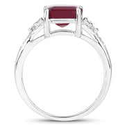 Bids.com 4.49 Carat Glass Filled Ruby and White Topaz .925 Sterling Silver Ring Rings White Smoke size 8.00,size 9.00,size 5.00,size 6.00,size 7.00