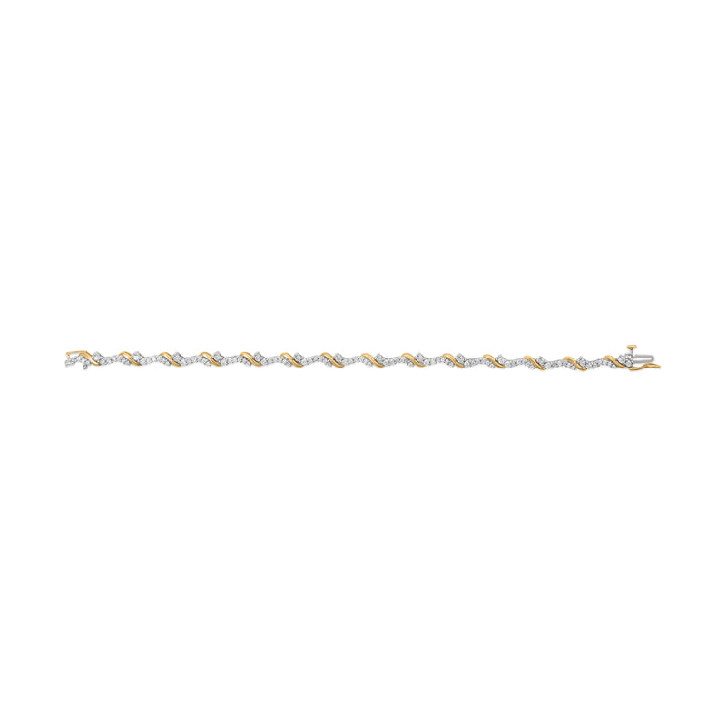 Bids.com 10K Yellow and White Gold 2.00 Cttw Diamond "S" Link 7" Bracelet (H-I Color, I2-I3 Clarity) Bracelets White Smoke YellowWhite.Gold / 7