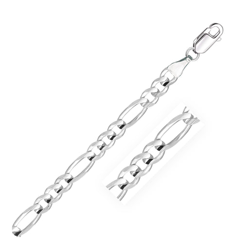 Bids.com 6.0mm 14k White Gold Solid Figaro Bracelet Bracelets White Smoke 8 / White Gold