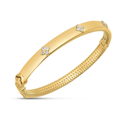 Bids.com 14k Yellow Gold Trilogy Diamond Bangle (5.40 mm) Bracelets White Smoke 7 / Yellow Gold