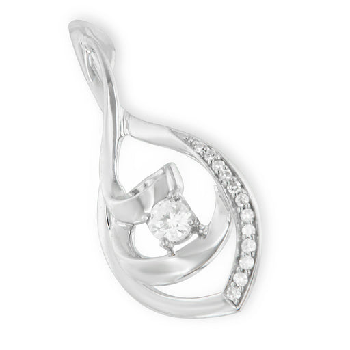 Bids.com 10K White Gold 1/4 Cttw Brilliant-Cut Round Diamond Spiral Link 18" Pendant Necklace (I-J Color, I2-I3 Clarity) Necklaces White Smoke White.Gold / 18