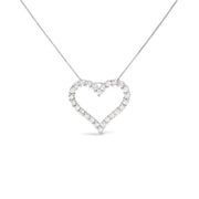 Bids.com .925 Sterling Silver 2.0 Cttw Diamond Open Heart 18" Pendant Necklace (I-J Color, I2-I3 Clarity) Necklaces White Smoke White.Sterling Silver / 18