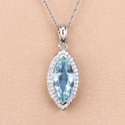 Bids.com 2.55 Carat Genuine Aquamarine and White Diamond 14K White Gold Pendant Pendants Wheat