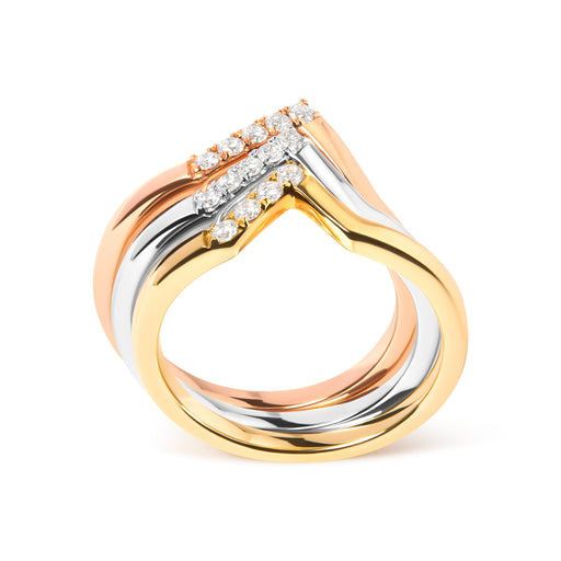 Bids.com 14K Gold 1/4 Cttw Diamond Geometrical Chevron V Stackable Band Ring Set (G-H Color, SI1-SI2 Clarity) - Size 7 Rings White Smoke 7 / YellowWhiteRose.Gold