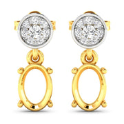 Bids.com 0.11 Carat Genuine White Diamond 14K Yellow Gold Semi Mount Earrings - holds 7x5mm Oval Gemstones Earrings White Smoke