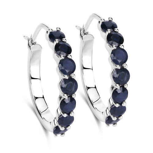 Bids.com 2.66 Carat Genuine Blue Sapphire .925 Sterling Silver Earrings Earrings White Smoke
